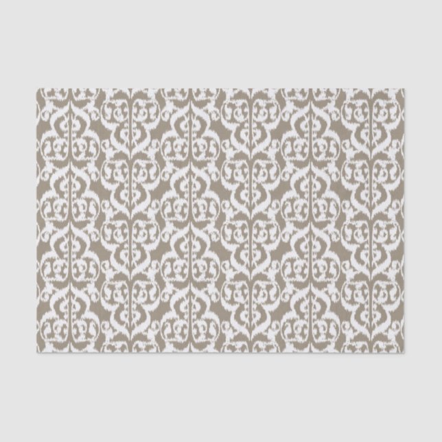 Ikat Moorish Damask - taupe tan and white Tissue Paper (Front)