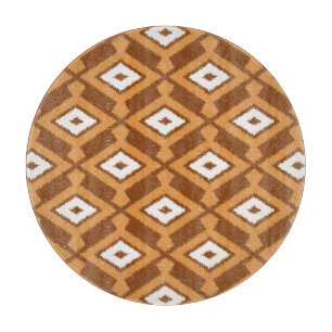 Ikat Pattern - Brown, Rust and Cream Cutting Board