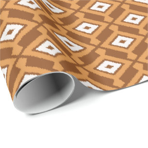 Ikat Pattern - Brown, Rust and Cream Wrapping Paper