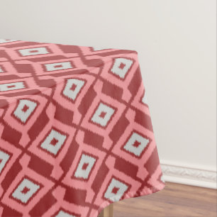 Ikat Pattern - Burgundy, Grey and Coral Tablecloth