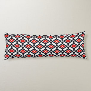 Ikat Pattern - Dark Red, Black and White Body Cushion