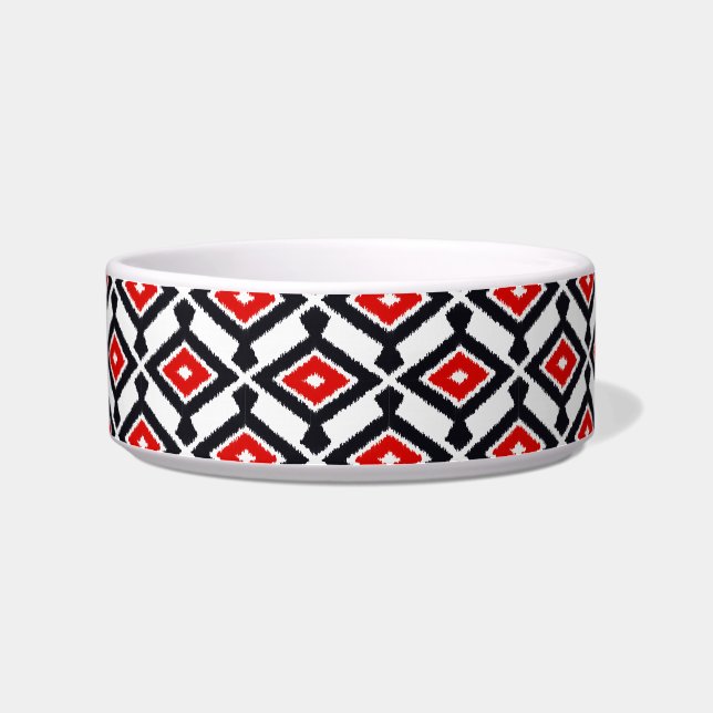Ikat Pattern - Dark Red, Black and White Bowl (Left)