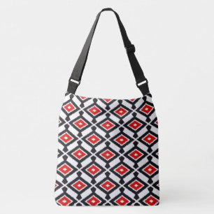 Ikat Pattern - Dark Red, Black and White Crossbody Bag