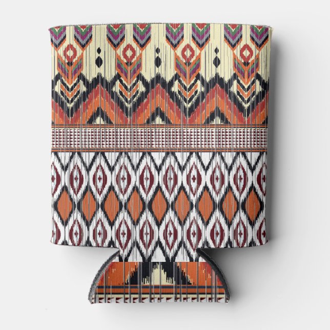 Ikat pattern: ethnic geometric design. can cooler (Front)