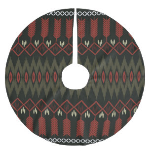 Ikat Pattern: Geometric Ethnic Ornament Brushed Polyester Tree Skirt