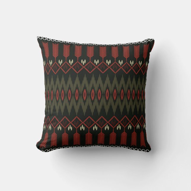 Ikat Pattern: Geometric Ethnic Ornament Cushion (Front)