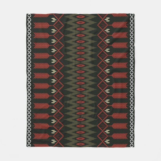 Ikat Pattern: Geometric Ethnic Ornament Fleece Blanket (Front)