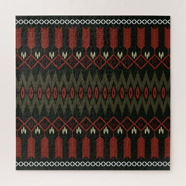 Ikat Pattern: Geometric Ethnic Ornament Jigsaw Puzzle (Vertical)