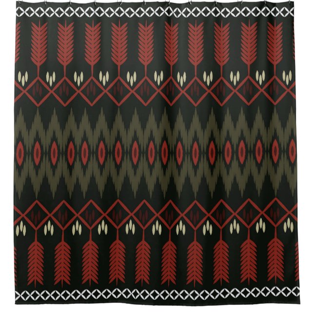 Ikat Pattern: Geometric Ethnic Ornament Shower Curtain (Front)
