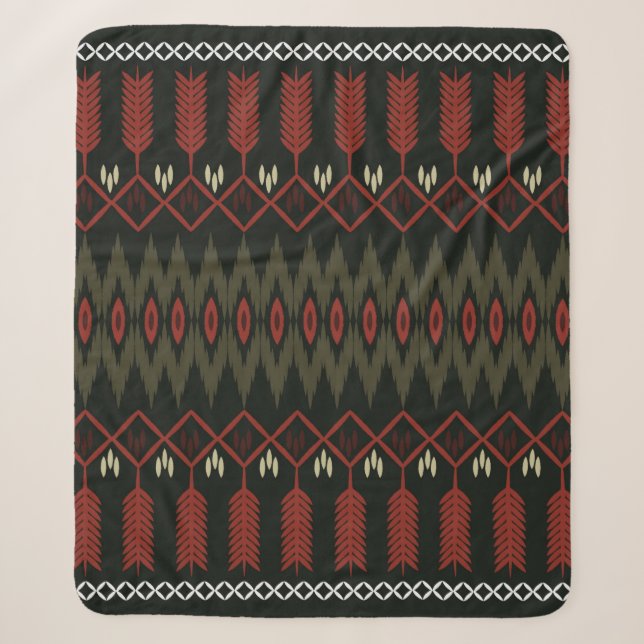 ikat Pattern. Geometric seamless ornament. Ethnic  Sherpa Blanket (Front)