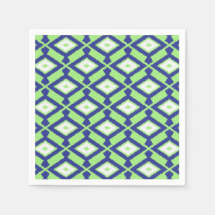 Ikat Pattern - Green, Indigo Blue and White Napkin