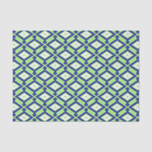 Ikat Pattern - Green, Indigo Blue and White Tissue Paper