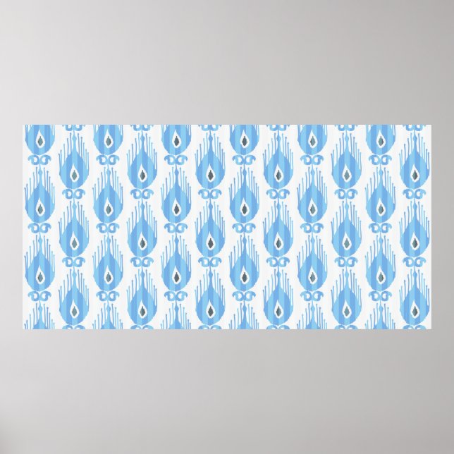 Ikat pattern in blue and white poster (Front)