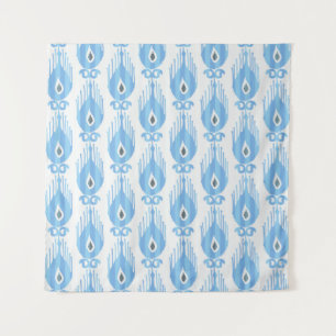 Ikat pattern in blue and white tapestry