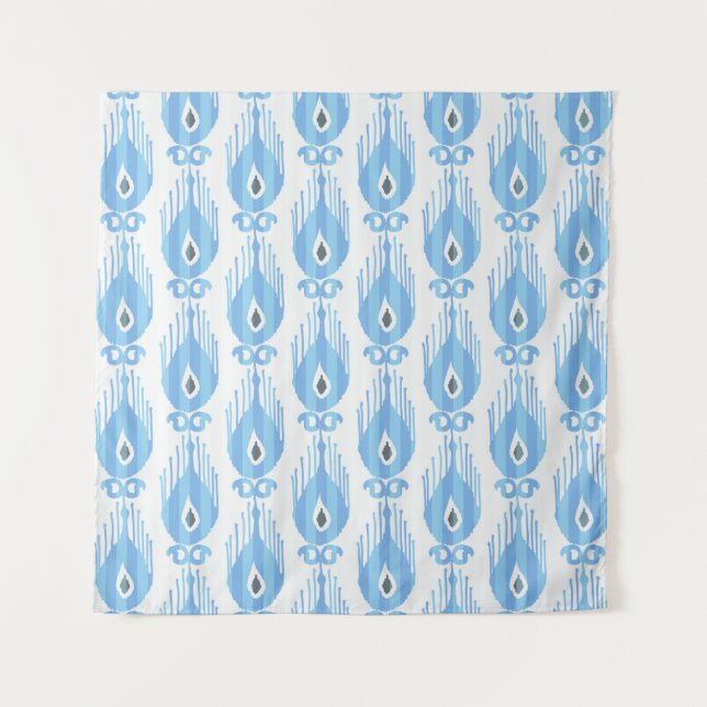Ikat pattern in blue and white tapestry (Front)