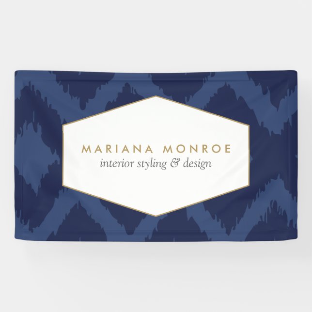 Ikat Pattern in Blue Designer Banner (Horizontal)