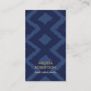 Ikat Pattern in Dark Blue for Jewellery Design Business Card