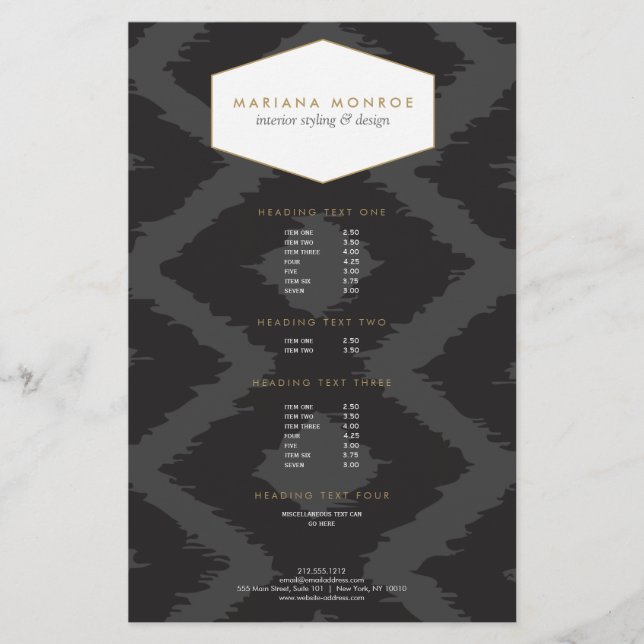 Ikat Pattern in Dark Grey Designer Flyer (Front)