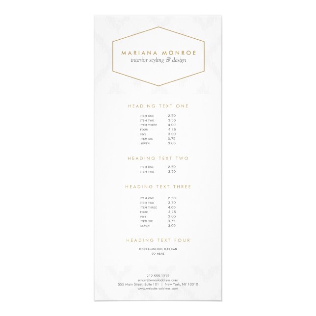 Ikat Pattern in Grey Designer Rack Card (Front)