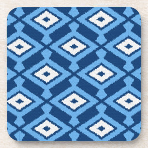 Ikat Pattern, Indigo and Denim Blue Coaster