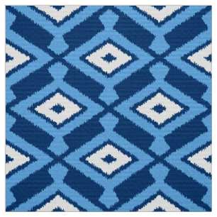 Ikat Pattern, Indigo and Denim Blue Fabric