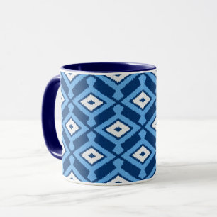 Ikat Pattern, Indigo and Denim Blue Mug