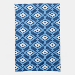 Ikat Pattern, Indigo and Denim Blue Tea Towel