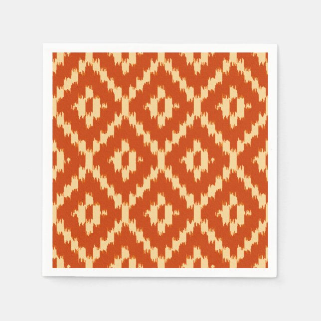 Ikat pattern - Mandarin orange and coral Napkin (Front)