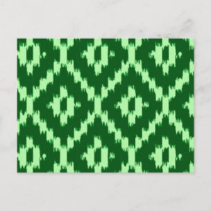 Ikat pattern - Pine green and pale green Postcard