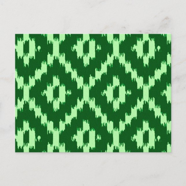 Ikat pattern - Pine green and pale green Postcard (Front)