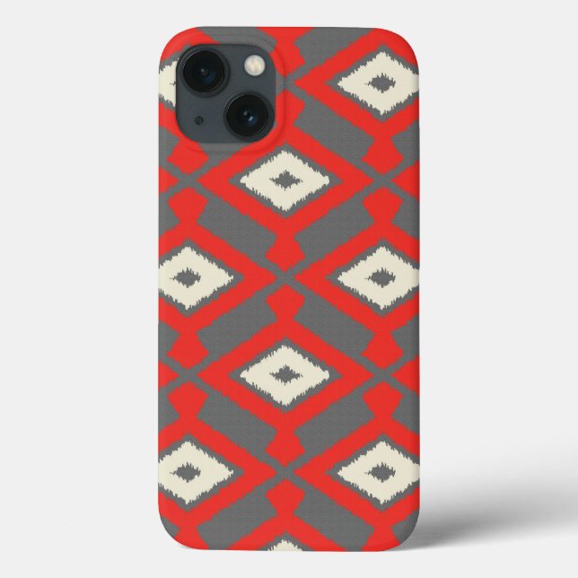 Ikat Pattern - Red, Grey and Beige Case-Mate iPhone Case (Back)