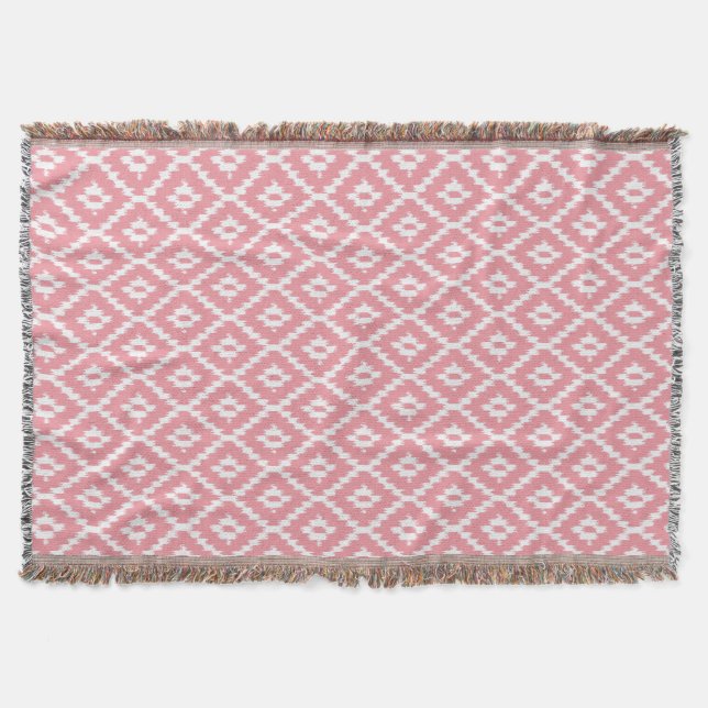 Ikat pattern - Shell pink and white Throw Blanket (Front)