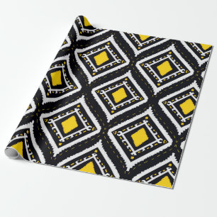 Ikat patterns ethnic tribal textile American Afric Wrapping Paper