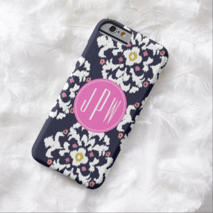 Ikat & Pink Monogram Barely There iPhone 6 Case