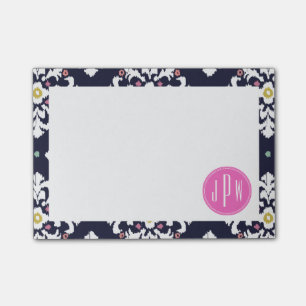Ikat & Pink Monogram Post-it Notes