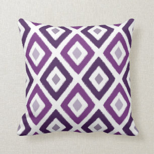 Ikat Purple Diamond Pattern Cushion