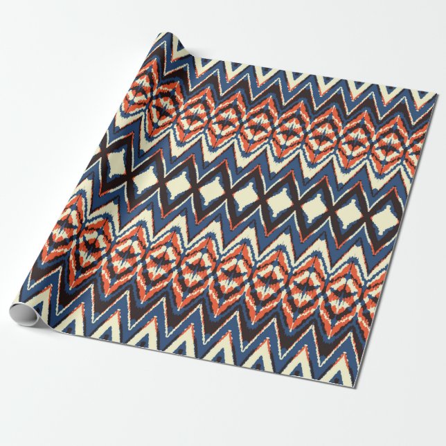Ikat seamless pattern. tie dye shibori print with  wrapping paper (Unrolled)