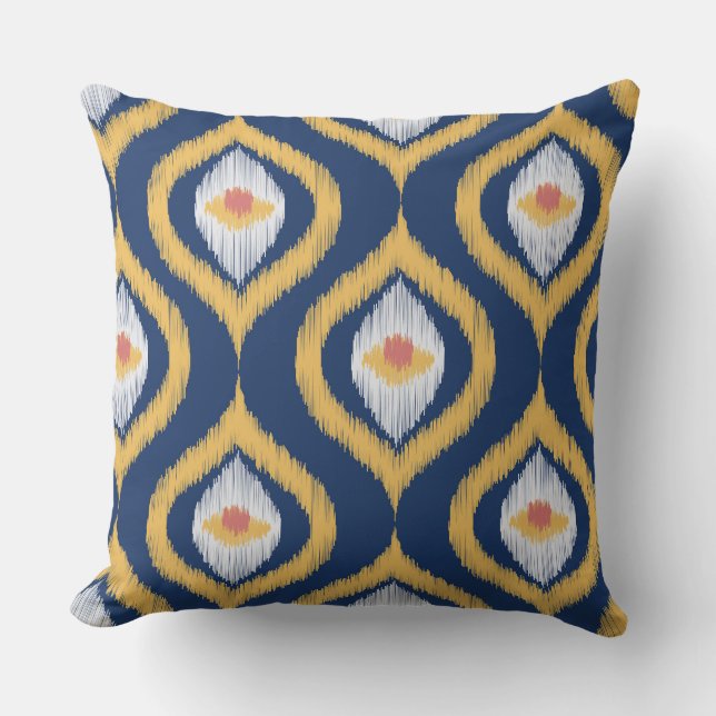 Ikat Series Ogee Blue Cushion (Front)