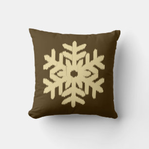 Ikat Snowflake - Beige and Chocolate Brown Cushion