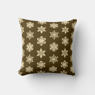 Ikat Snowflake - Beige and Chocolate Brown Cushion