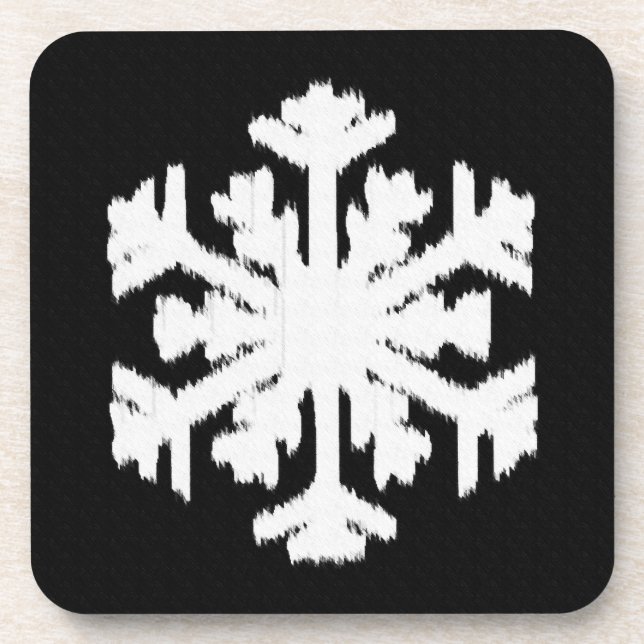 Ikat Snowflake - Black and white Coaster (Front)