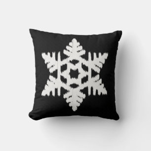 Ikat Snowflake - Black and white Cushion