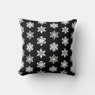 Ikat Snowflake - Black and white Cushion