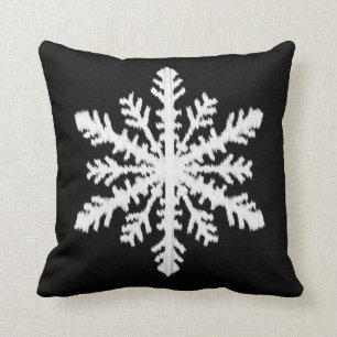 Ikat Snowflake - Black and white Cushion