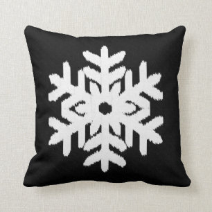 Ikat Snowflake - Black and white Cushion