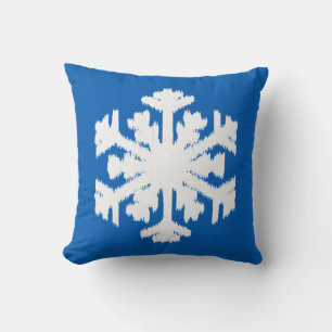 Ikat Snowflake - Cobalt blue and white Cushion
