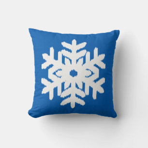 Ikat Snowflake - Cobalt blue and white Cushion