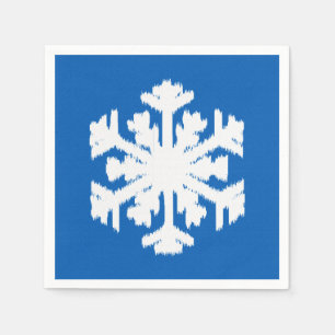 Ikat Snowflake - Cobalt blue and white Napkin