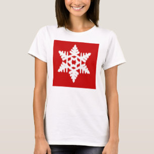 Ikat Snowflake - Dark red and white T-Shirt