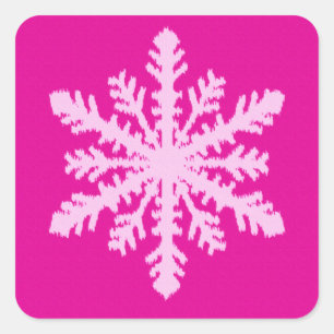 Ikat Snowflake - Fuchsia and ice pink Square Sticker